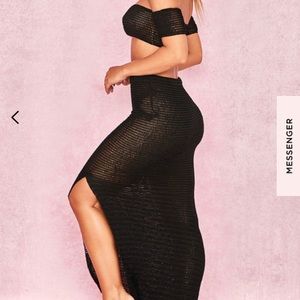 Black silk crochet 2 piece set